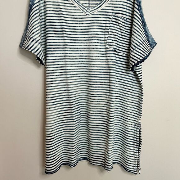 Free People We The Free True Blue Pocket Tunic Tee Size Small - Picture 6 of 11